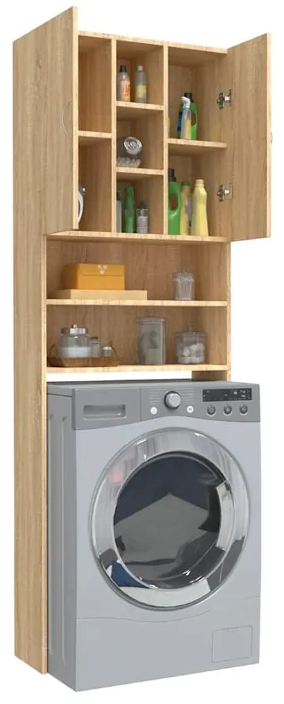 vidaXL Ντουλάπι Πλυντηρίου Sonoma Δρυς 64 x 25,5 x 190 εκ.