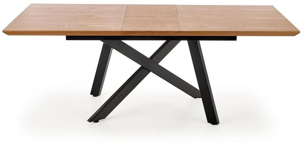 Τραπέζι Houston 1008, Μαύρο, Δρυς, 76x90x160cm, 58 kg, Επιμήκυνση, Ινοσανίδες μέσης πυκνότητας, Φυσικό ξύλο καπλαμά, Μέταλλο | Epipla1.gr