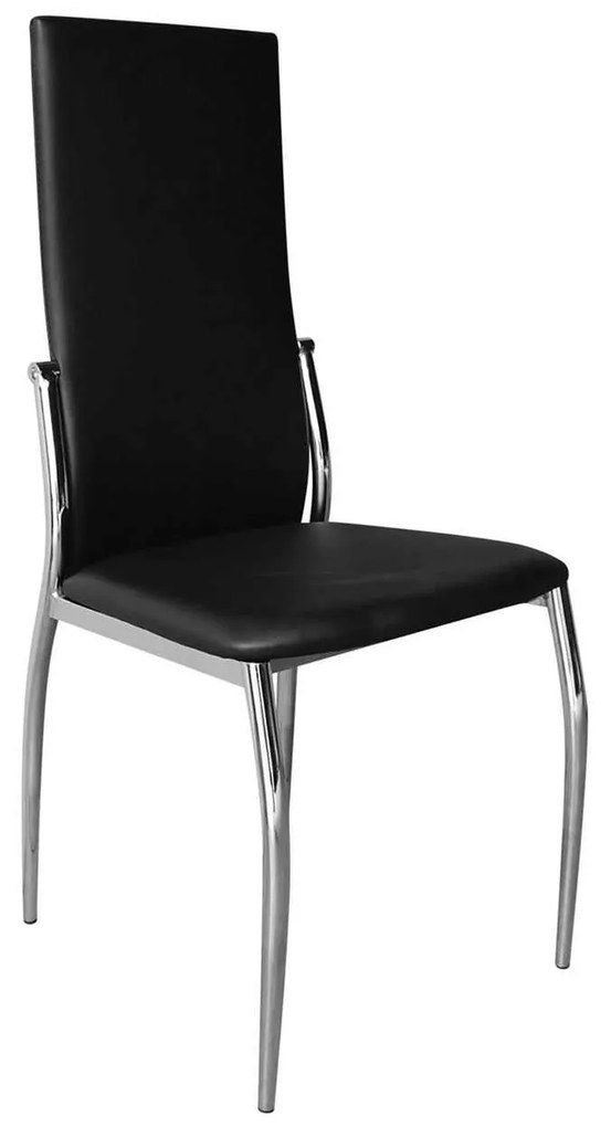 Καρέκλα Fresh KD Χρώμιο/PVC Μαύρο 45x52x100cm (Σετ 4 ΤΕΜ)