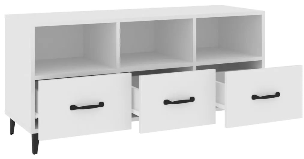 vidaXL Έπιπλο Τηλεόρασης άσπρο 102 x 35 x 50 εκ. Επεξεργασμένο Ξύλο