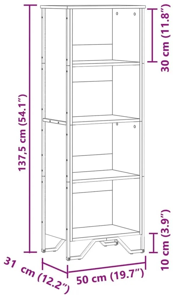 Βιβλιοθήκη Καφέ Δρυς 50x31x137,5 εκ. από Επεξεργασμένο Ξύλο - Καφέ