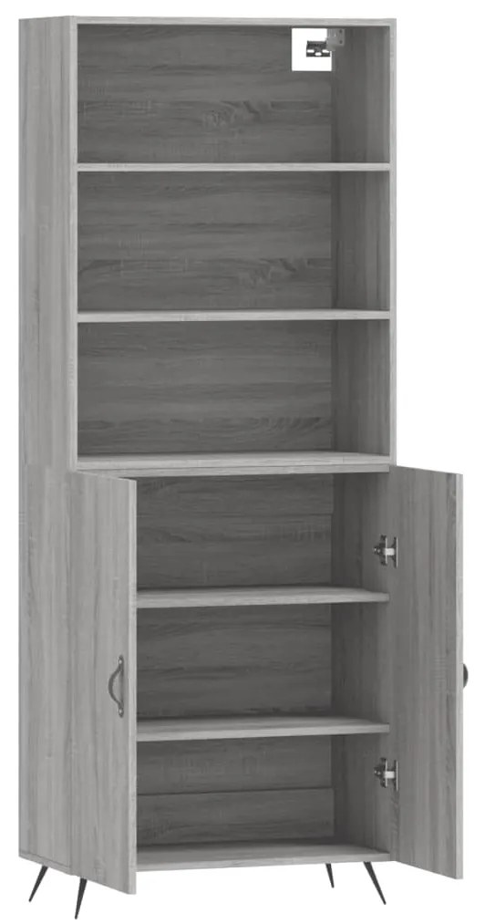 vidaXL Ντουλάπι Γκρι Sonoma 69,5 x 34 x 180 εκ. Επεξεργασμένο Ξύλο