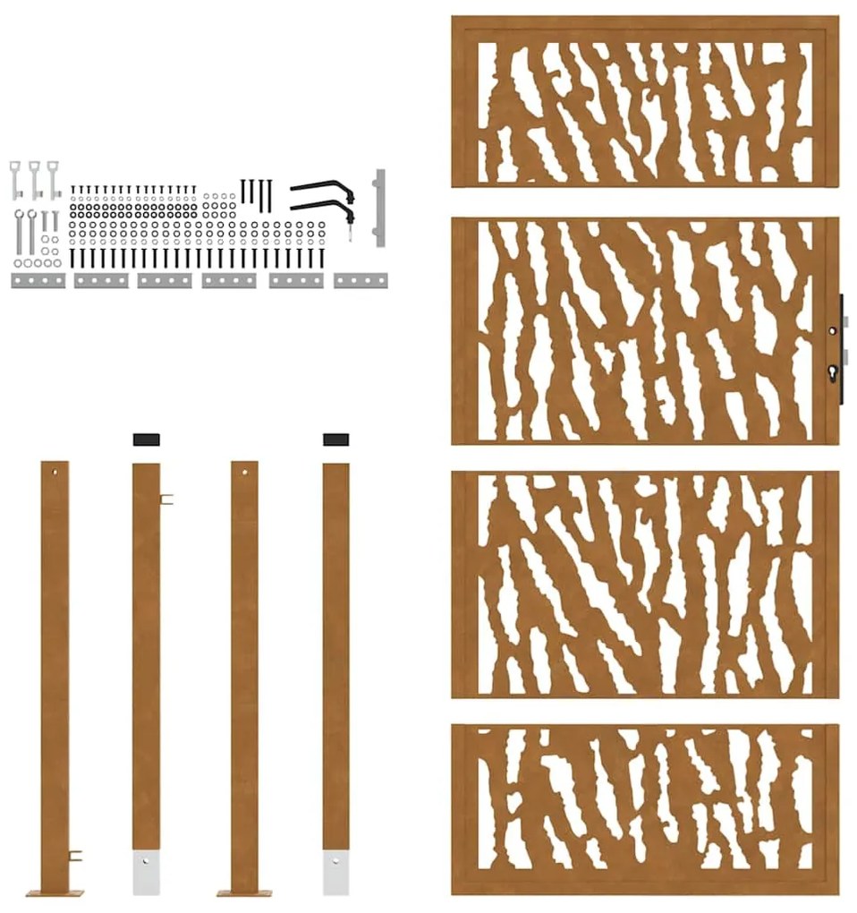 vidaXL Πύλη κήπου 105x180 cm από διαβρωμένο χάλυβα με σχέδιο ίχνος