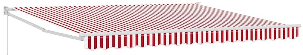 vidaXL Χειροκίνητο Retractable Σκίαστρο Κόκκινο και Λευκό Ριγέ 400x300 cm