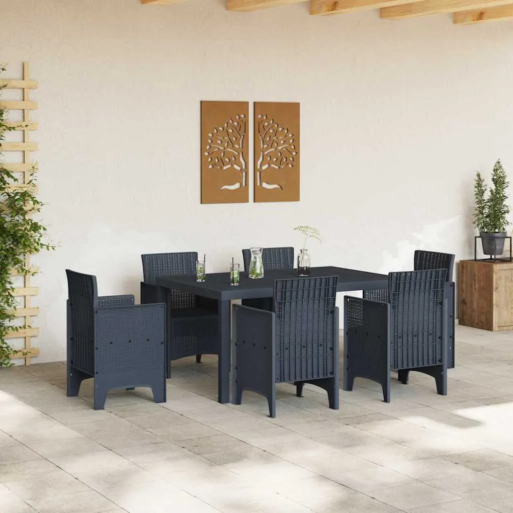 vidaXL Τραπέζι Κήπου Ανθρακί 150x100x73 εκ. Πολυ Ρατάν