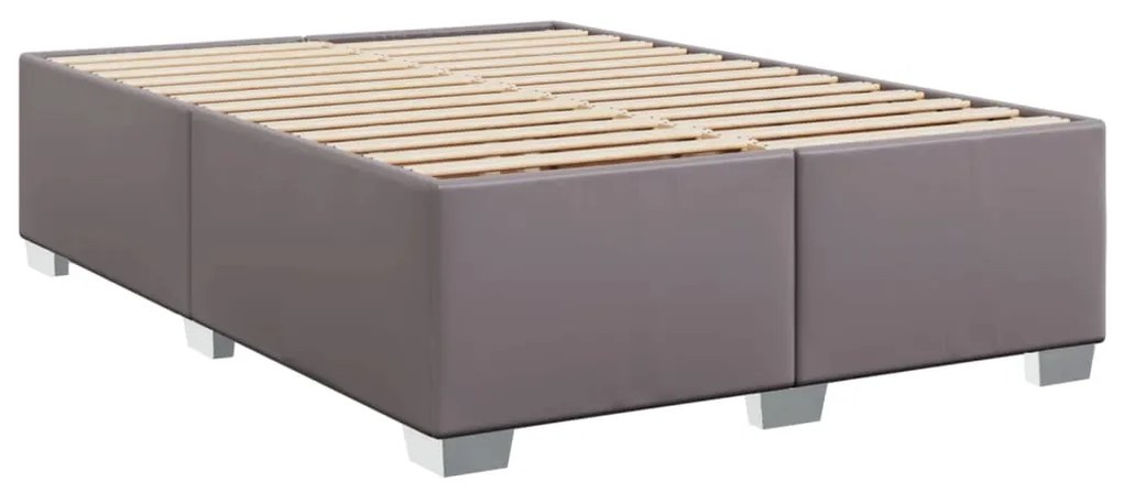 Κρεβάτι Boxspring με Στρώμα Γκρι 140x200εκ. από Συνθετικό Δέρμα - Γκρι