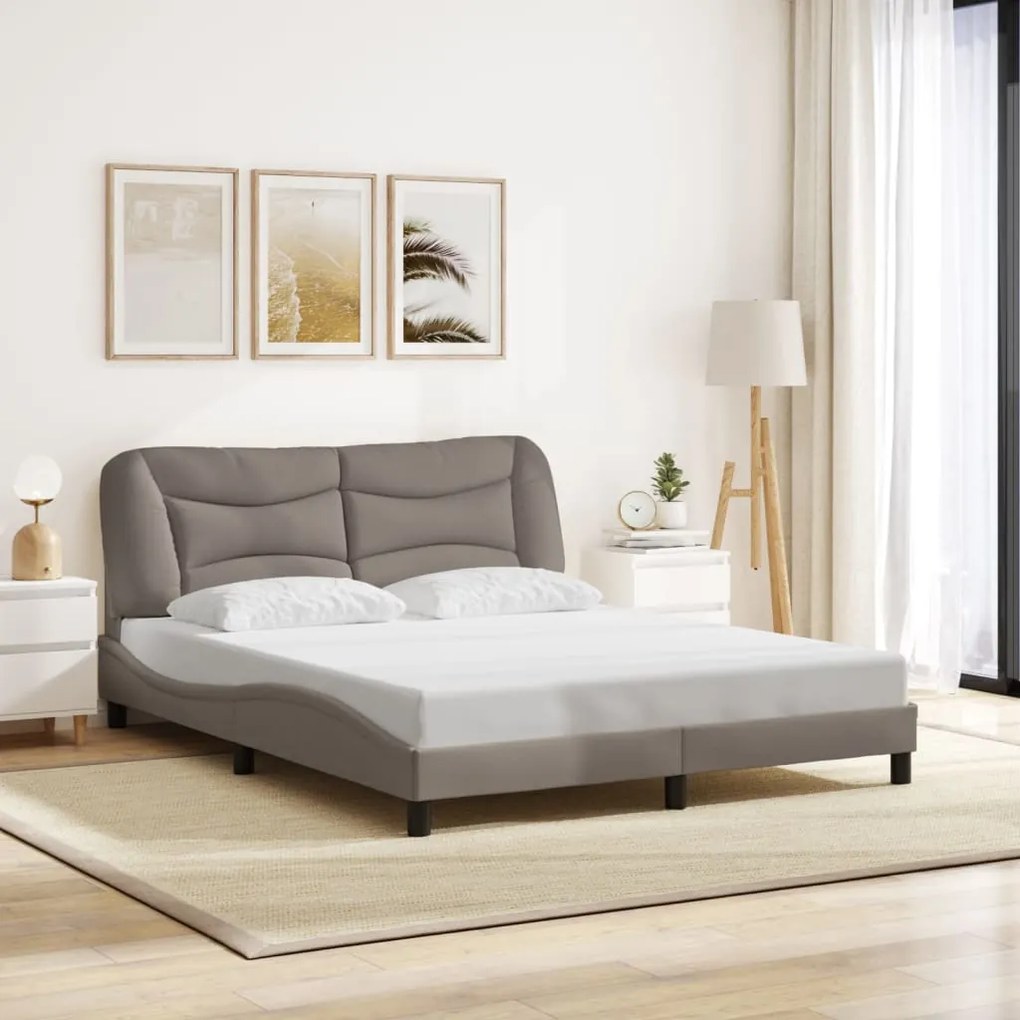 vidaXL Σκελετός Κρεβατιού Χωρίς Στρώμα Hvar Taupe 160x200 εκ. Υφασμάτινο