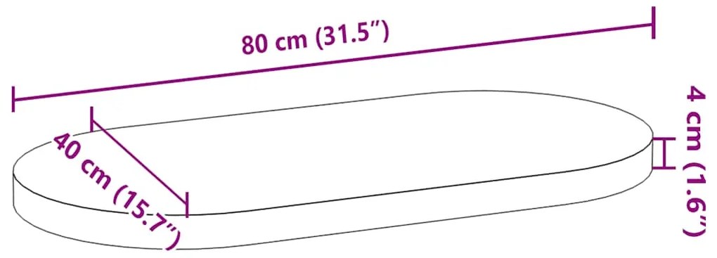 Επιτραπέζια επιφάνεια Ανοιχτό Καφέ 80x40x4 εκ. Ξύλο Δρυός Οβάλ - Καφέ