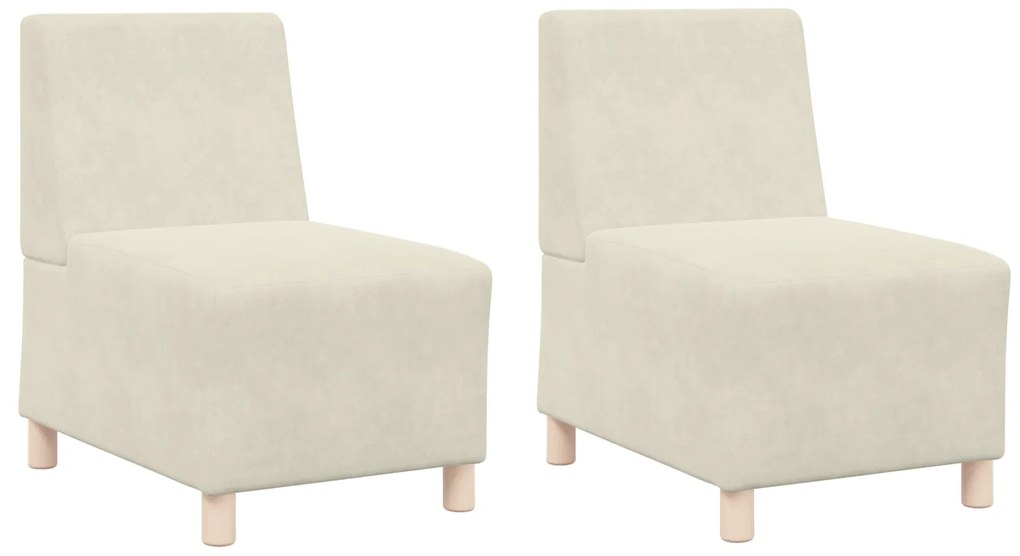 vidaXL Καθίσμα Σαλονιού 2 pcs Κρεμ 55 x 74 x 82 εκ. Βελούδο