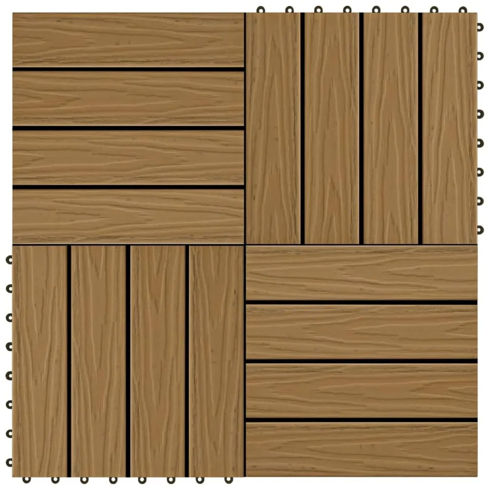 vidaXL Πλακάκια Deck 11 τεμ. Ανάγλυφα Χρώμα Teak 30x30 εκ. 1 μ² WPC