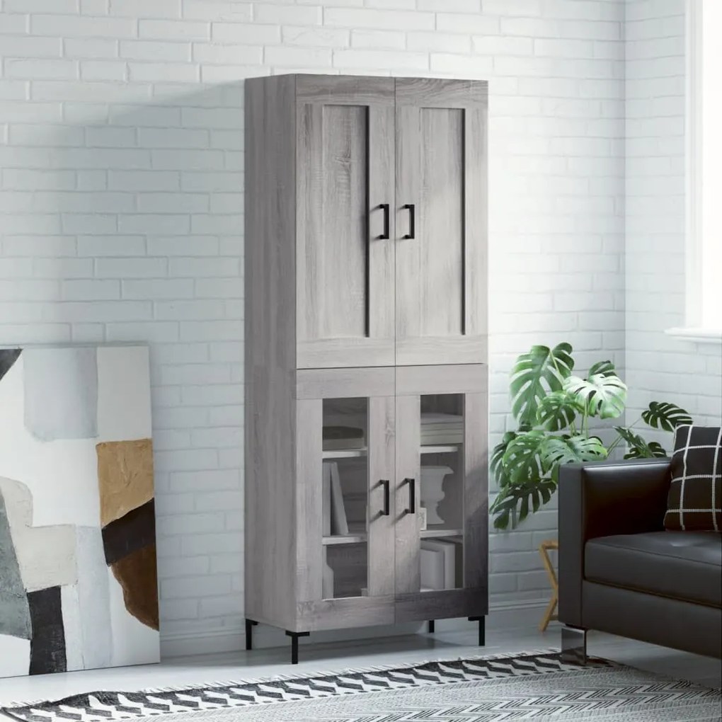vidaXL Ντουλάπι Γκρι Sonoma 69,5 x 34 x 180 εκ. Επεξεργασμένο Ξύλο