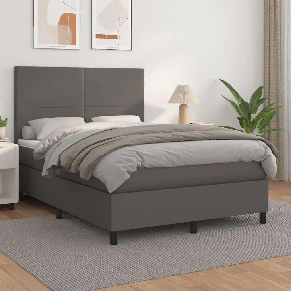 ΚΡΕΒΑΤΙ BOXSPRING ΜΕ ΣΤΡΩΜΑ ΓΚΡΙ 140X190ΕΚ. ΑΠΟ ΣΥΝΘΕΤΙΚΟ ΔΕΡΜΑ 3142723