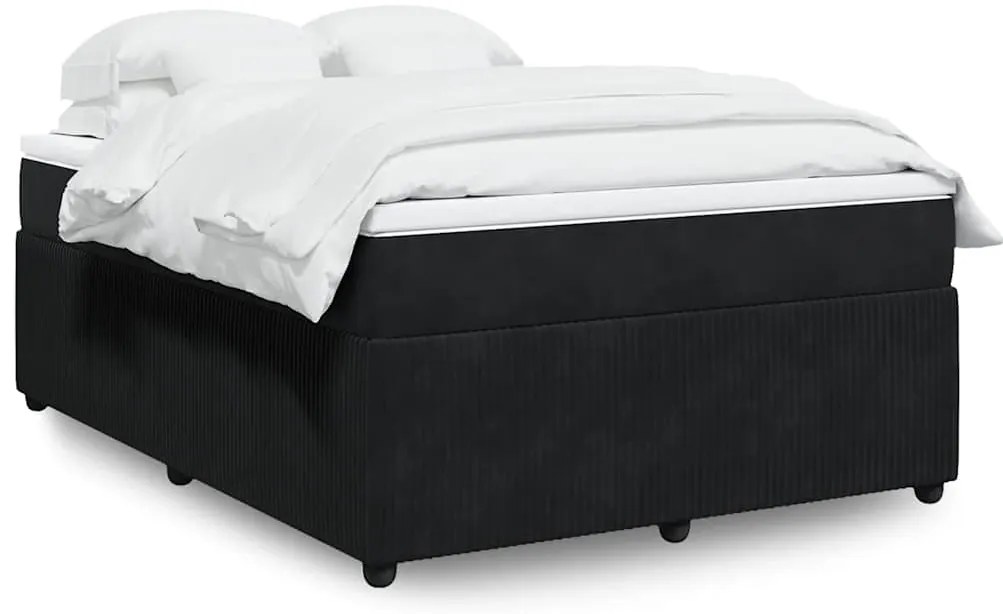 vidaXL Κρεβάτι Boxspring με Στρώμα Μαύρο 160x200 εκ. Βελούδινο
