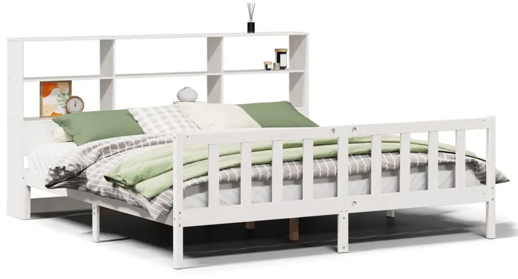 vidaXL Κρεβάτι Βιβλιοθήκη Χωρίς Στρώμα 180x200 εκ Μασίφ Ξύλο Πεύκου