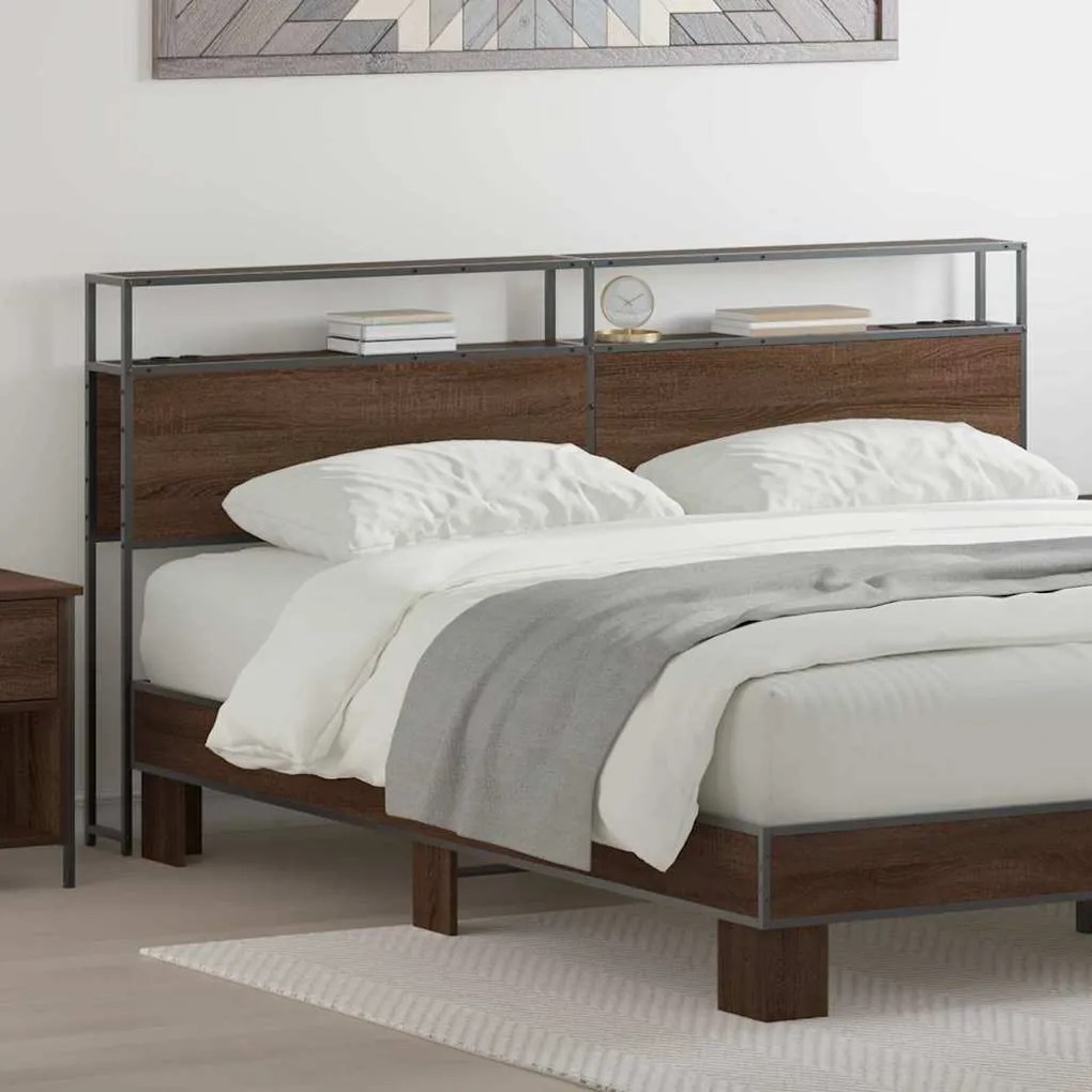 vidaXL Κεφαλάρι Αποθήκης Επιτοίχιο Καφέ δρυς 180 cm Επεξεργασμένο ξύλο