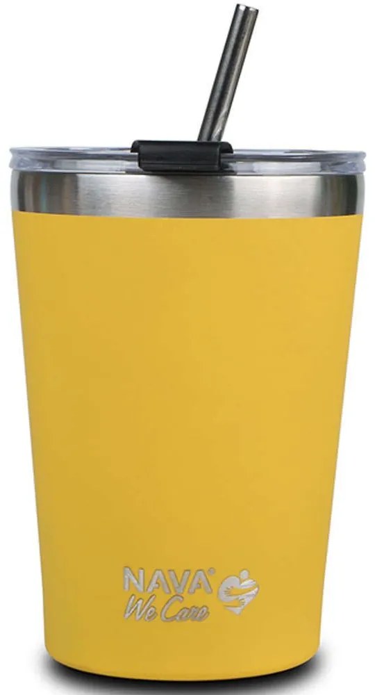 Ποτήρι - Θερμός Με Καλαμάκι We Care 10-262-113 9,5x9x13,5cm 450ml Yellow Nava