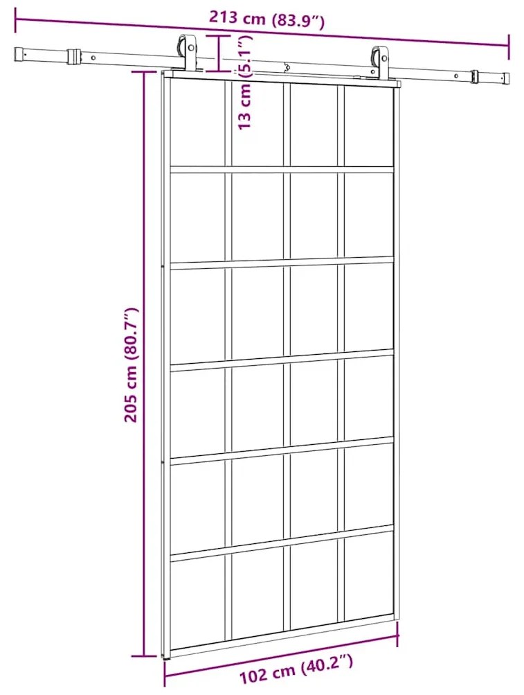 ΣΥΡΟΜΕΝΗ ΠΟΡΤΑ ΜΕ ΣΕΤ ΥΛΙΚΟΥ ΜΑΥΡΟ 102X205 CM ESG ΓΥΑΛΙ 3375935