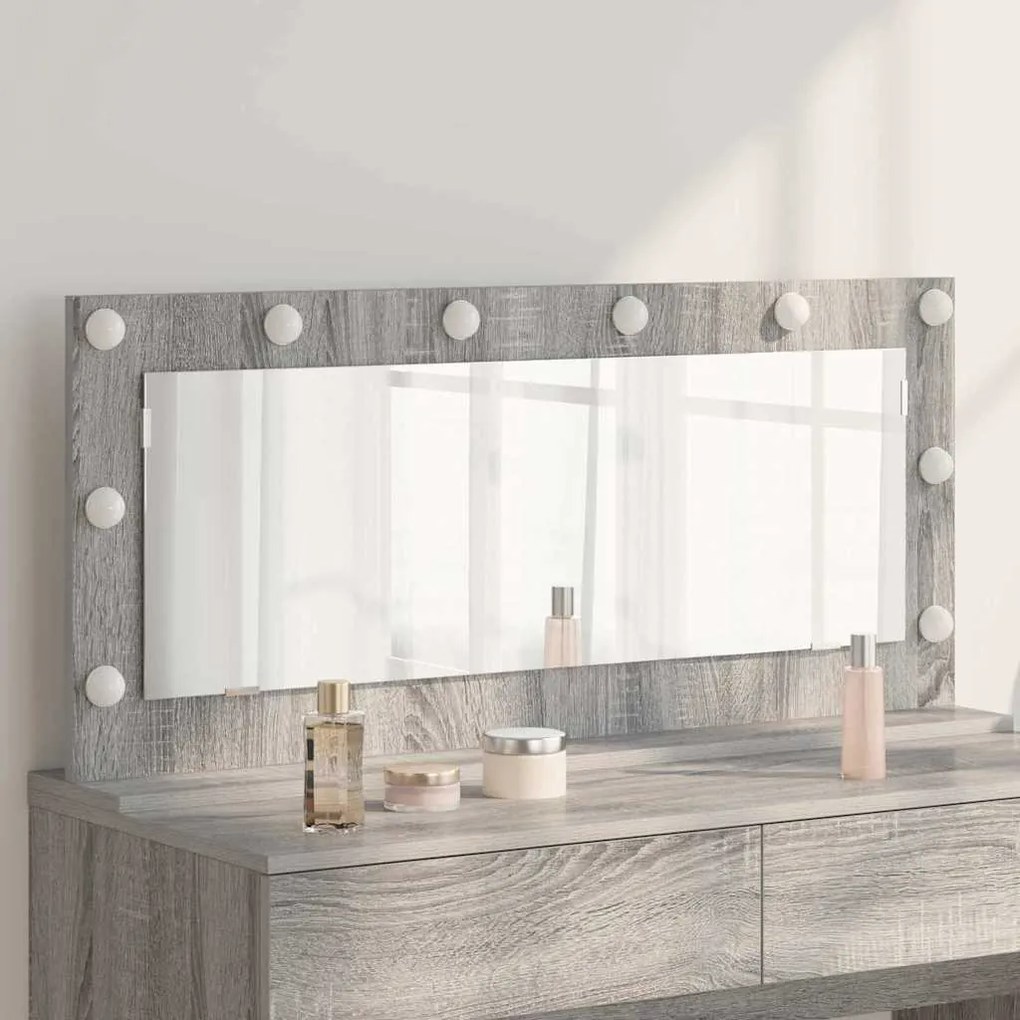 vidaXL Καθρέφτης Vanity με LED Φώτα Γκρι Σομπάνα 100x45x18 εκ
