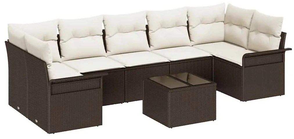 vidaXL Σετ Καναπέ Κήπου 8 pcs Καφέ Πολυ ράταν