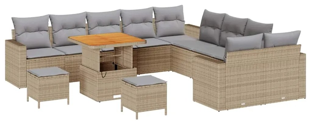 vidaXL Σετ Καναπέ Κήπου 13 pcs Μπεζ συνθετικό ρατάν