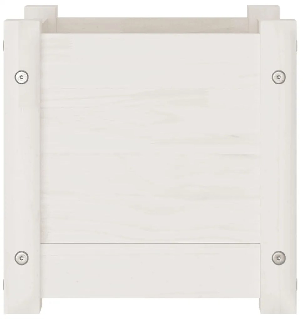 vidaXL Ζαρντινιέρα Λευκή 31 x 31 x 31 εκ. από Μασίφ Ξύλο Πεύκου