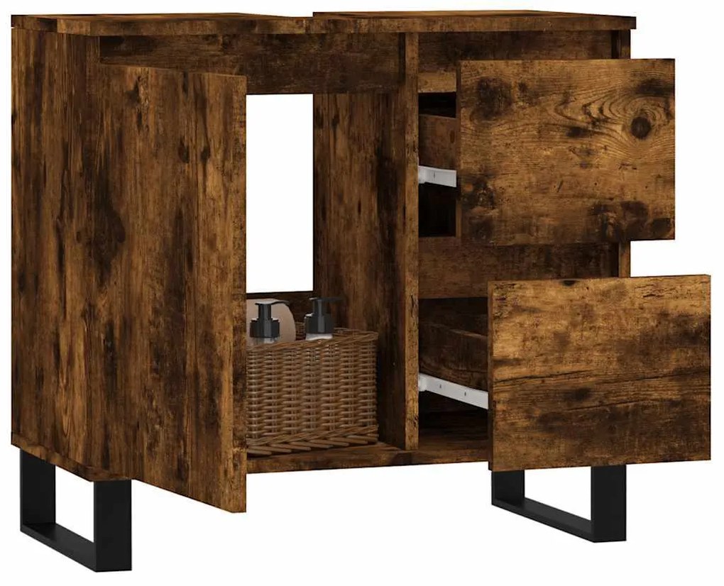 vidaXL Ντουλάπι Μπάνιου Καπνιστή Δρυς 65x33x60 εκ. Επεξεργασμένο Ξύλο