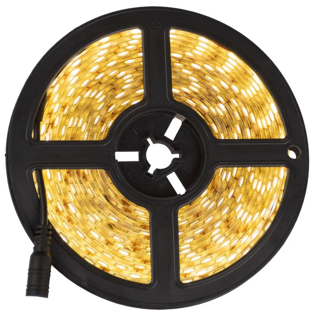 GloboStar® 70412 Σετ Ταινία LED 5m 72W/5m 12V 60LED/m 5050 SMD 1497lm/m 120° Αδιάβροχη IP65 με Ασύρματο Χειριστήριο RF 2.4Ghz και Τροφοδοτικό Θερμό Λευκό 3000K Dimmable