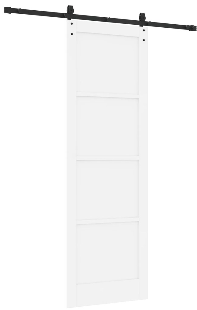 vidaXL Συρόμενη Πόρτα με Εξαρτήματα Λευκή 78x232 cm Συμπαγές Ξύλο Πεύκου