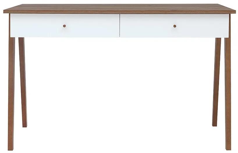Τραπέζι γραφείου Boston AN100, Με συρτάρια, Αριθμός συρταριών: 2, 77x121x60cm, 28 kg, Γυαλιστερό λευκό, Sibu πεύκο, Ξύλο: Πεύκο | Epipla1.gr