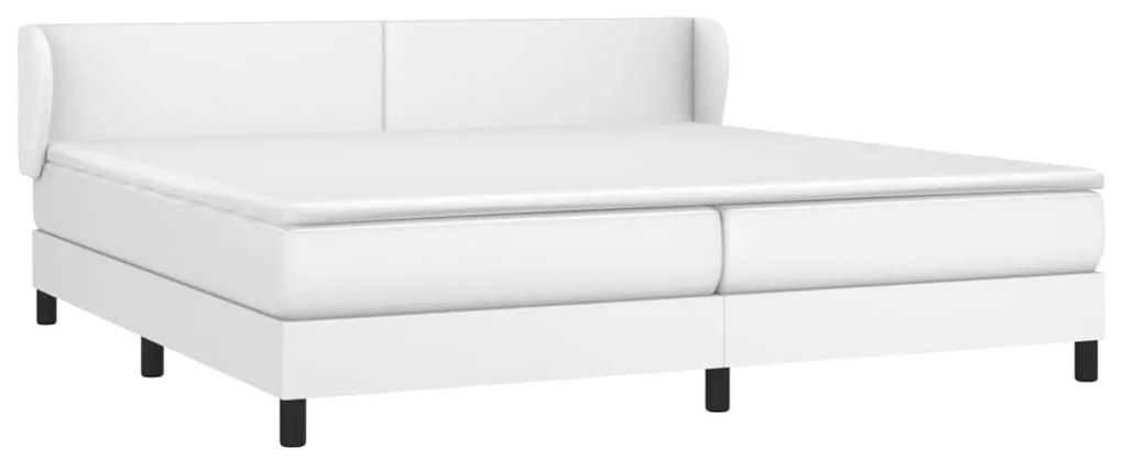 vidaXL Κρεβάτι Boxspring με Στρώμα Λευκό 200x200 εκ. Συνθετικό Δέρμα