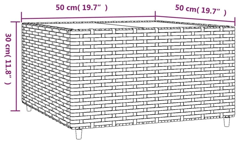 ΤΡΑΠΕΖΑΚΙ ΚΗΠΟΥ ΤΕΤΡΑΓΩΝΟ ΚΑΦΕ 50X50X30 ΕΚ. ΑΠΟ ΣΥΝΘΕΤΙΚΟ ΡΑΤΑΝ 319858