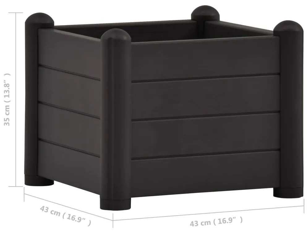 vidaXL Ζαρντινιέρα Υπερυψωμένη Ανθρακί 43 x 43 x 35 εκ. Πολυπροπυλένιο