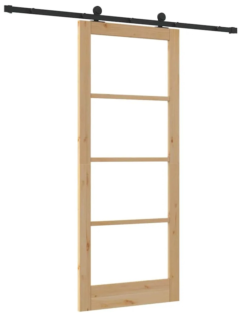 vidaXL Συρόμενη Πόρτα Χειροκίνητος Καφέ 86 x 211 cm Ξύλο και μέταλλο