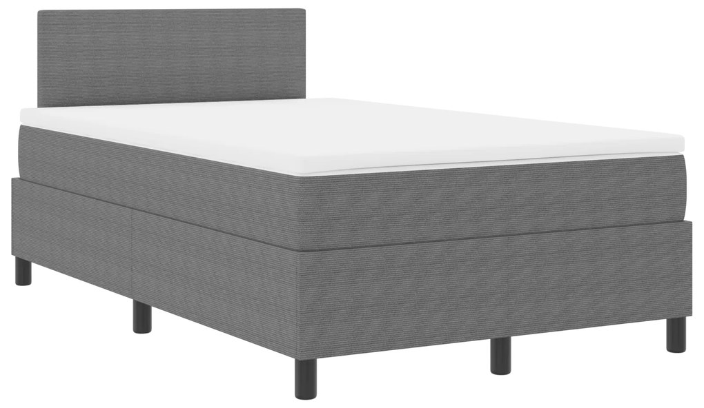 vidaXL Kρεβάτι με πλαίσιο  με στρώμα & LED Γκρι 120x200 εκ. Βελούδινο ύφασμα