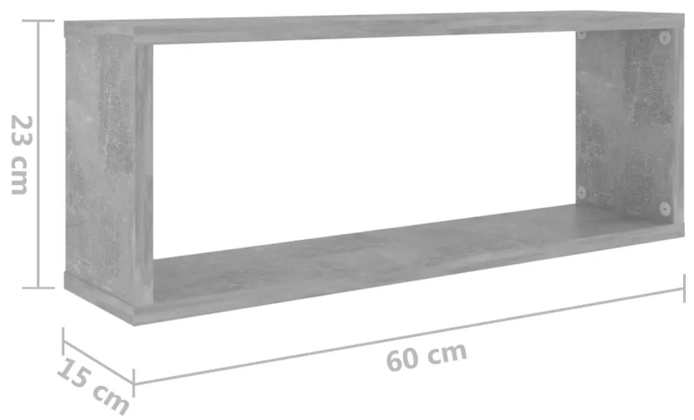 Ράφια Κύβοι Τοίχου 6 τεμ. Γκρι Σκυρ. 60x15x23εκ. από Επεξ. Ξύλο - Γκρι