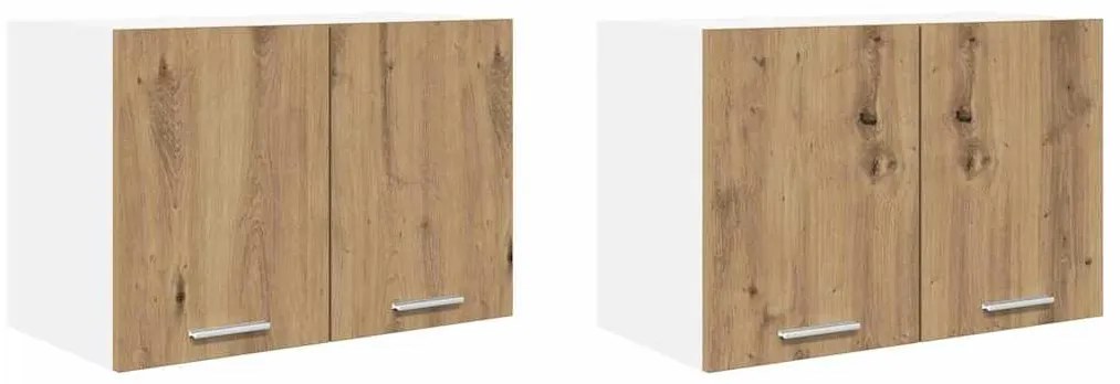 vidaXL Κρεμαστό ντουλάπι με πόρτα 2 pcs Χειροποίητη Δρυς και Λευκό