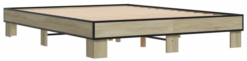 vidaXL Πλαίσιο Κρεβατιού Sonoma Δρυς 150x200 εκ. Επεξ. Ξύλο &amp; Μέταλλο