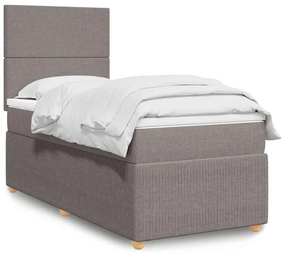 vidaXL Κρεβάτι Boxspring με Στρώμα Taupe 90x190 εκ.Υφασμάτινο