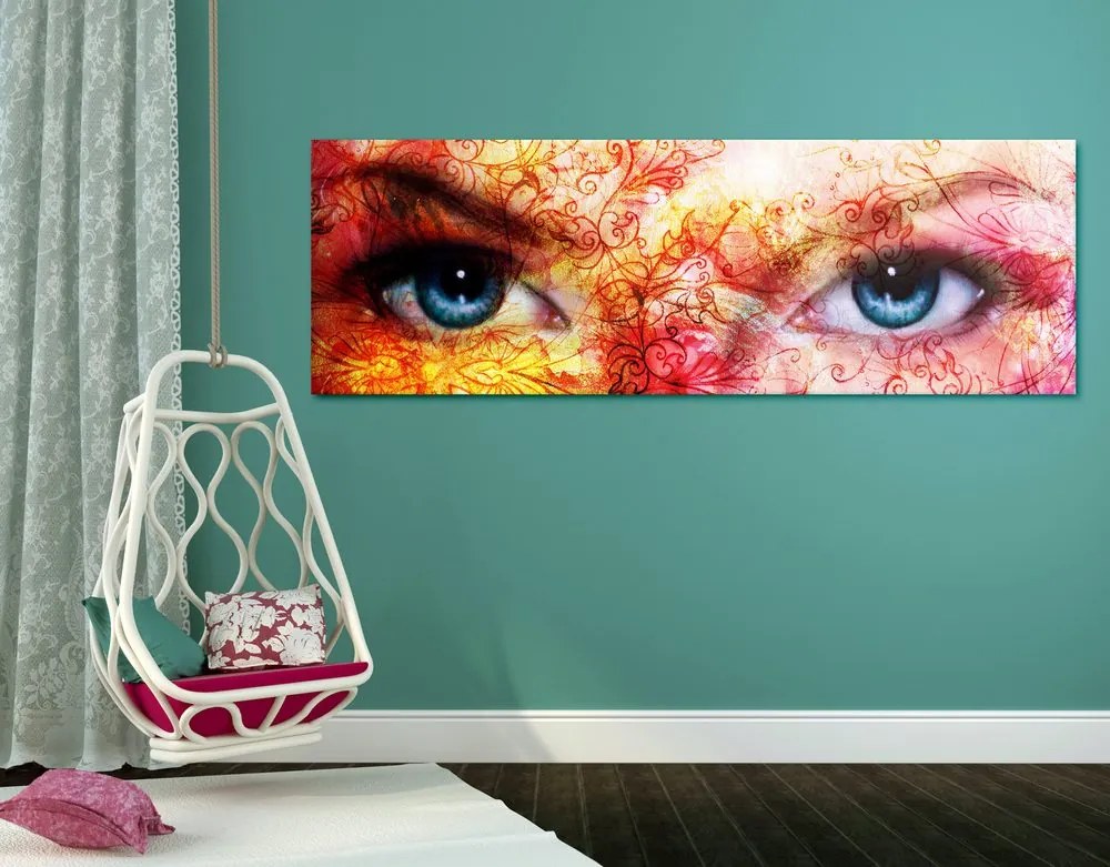 Εικόνα μπλε μάτια με αφηρημένα στοιχεία - 150x50