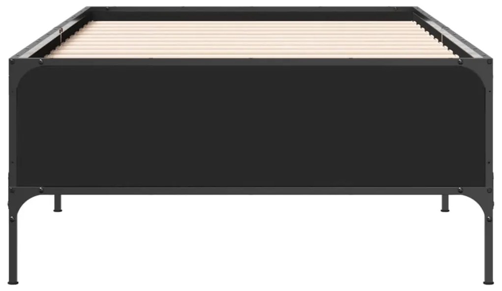 Πλαίσιο Κρεβατιού Μαύρο 75x190 εκ. Επεξεργασμένο Ξύλο &amp; Μέταλλο - Μαύρο