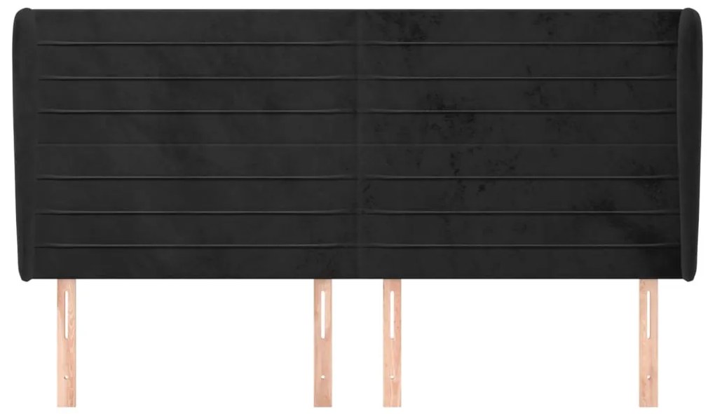 vidaXL Κεφαλάρι με Πτερύγια Μαύρο 183x23x118/128 εκ. Βελούδινο