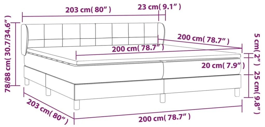 vidaXL Κρεβάτι Boxspring με Στρώμα Ανοιχτό Γκρι 200x200 εκ. Υφασμάτινο