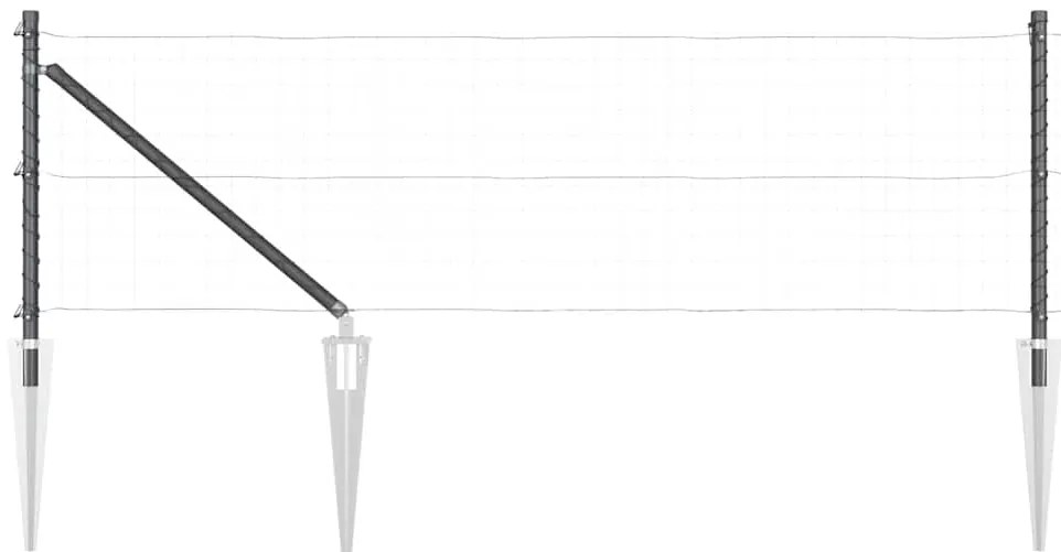 vidaXL Στύλος Περιφράξεων 7 pcs Γκρι Ατσάλι