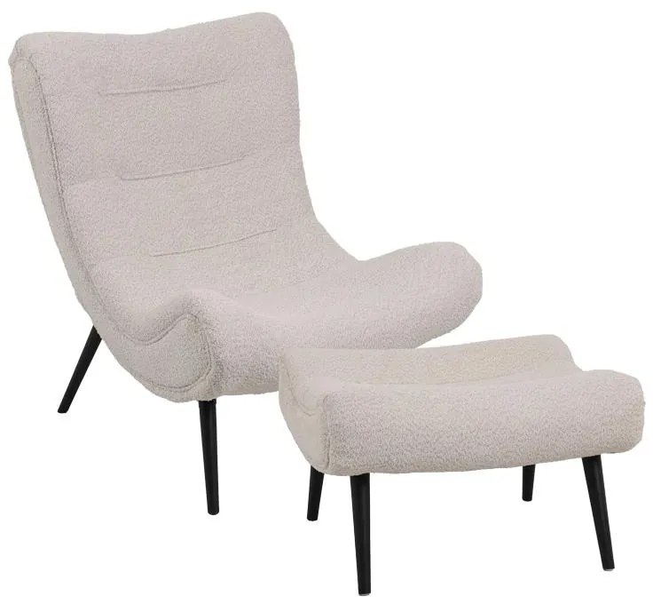 Πολυθρόνα με υποπόδιο Silla μπουκλέ ύφασμα σε μπεζ απόχρωση 97x80x100εκ 97x80x100 εκ.