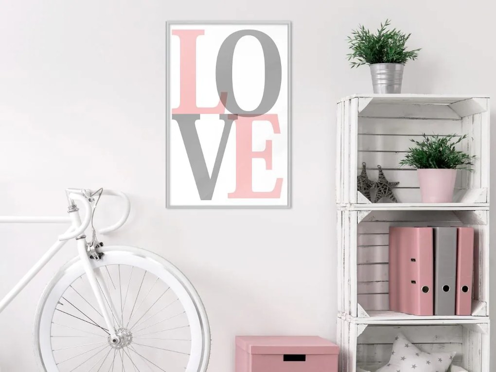 Αφίσα - Grey-Pink Love - 20x30 - Χρυσό - Χωρίς πασπαρτού