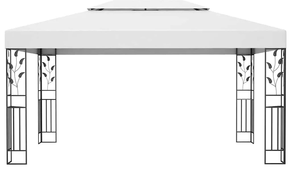 vidaXL Κιόσκι με Διπλή Οροφή και Φωτάκια LED Λευκό 3 x 4 μ.