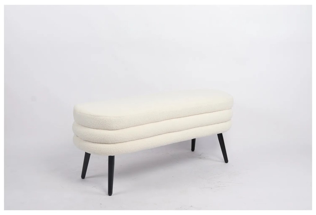 Παγκάκι Ottoman ArteLibre TONDO Λευκό Ύφασμα Teddy/Μέταλλο 42x112x44cm