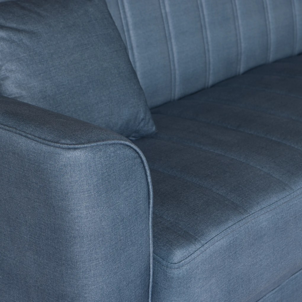 Καναπές-κρεβάτι με αποθηκευτικό χώρο τριθέσιος Anna γκρι-μπλε ύφασμα 227x85x97