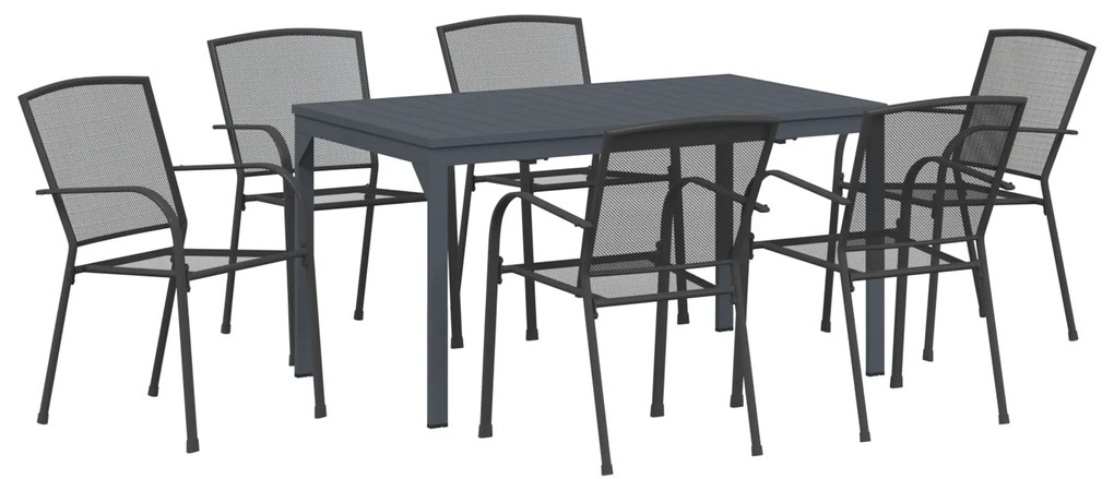 vidaXL Σετ Τραπεζαρίας Κήπου 7 pcs Κάρβουνο Σετ 7 κομματιών