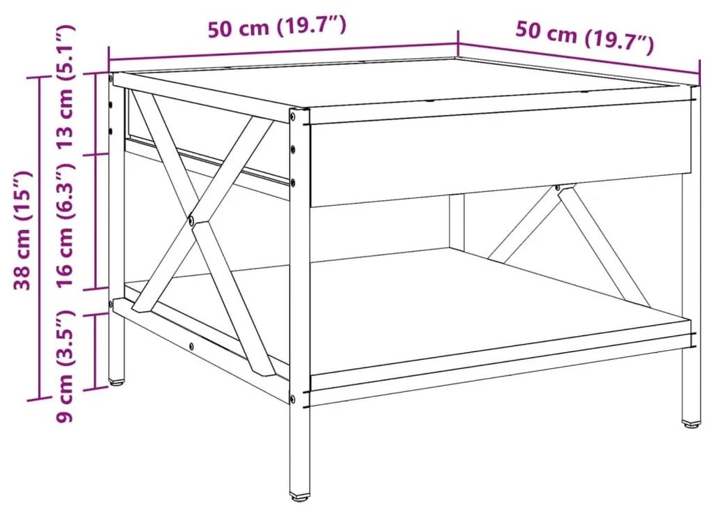 Τραπεζάκι Σαλονιού Infinity LED Μαύρο 50x50x38 εκ. - Μαύρο